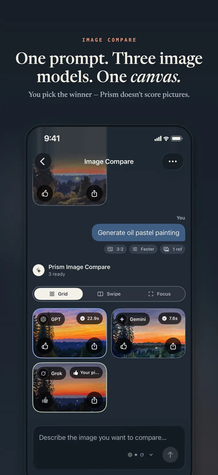 Three visual interpretations in Prism Image Compare